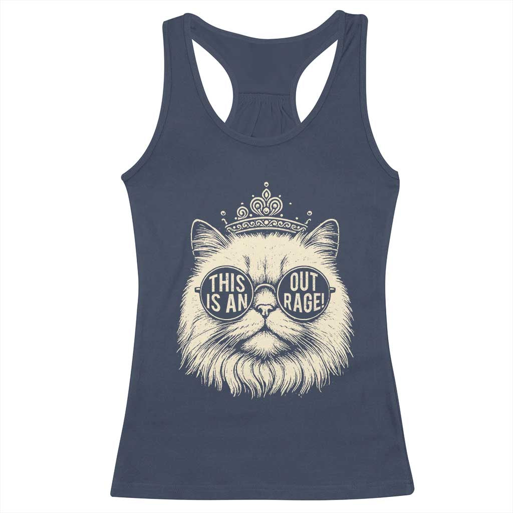 Dungeon Cat This Is An Outrage Racerback Tank Top Funny Princess Kitten TS11 Navy Print Your Wear