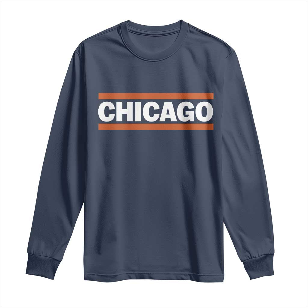 Chicago Long Sleeve Shirt Classic Retro City Illinois IL Lake Michigan Midwest Pride TS11 Navy Print Your Wear