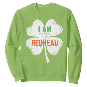 Funny Irish St Patrick's Day I Am The Redhead Sweatshirt Vintage Clover Shamrock TS11 Lime Print Your Wear