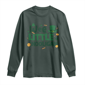 Funny St Patrick's Day Wee Little Hooligan Long Sleeve Shirt Shamrock TS11 Dark Forest Green Print Your Wear