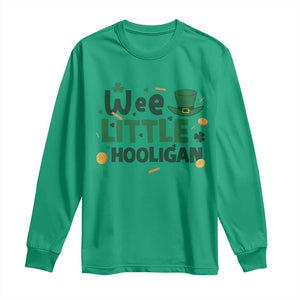 Funny St Patrick's Day Wee Little Hooligan Long Sleeve Shirt Shamrock TS11 Irish Green Print Your Wear