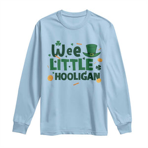 Funny St Patrick's Day Wee Little Hooligan Long Sleeve Shirt Shamrock TS11 Light Blue Print Your Wear