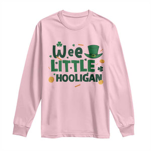 Funny St Patrick's Day Wee Little Hooligan Long Sleeve Shirt Shamrock TS11 Light Pink Print Your Wear