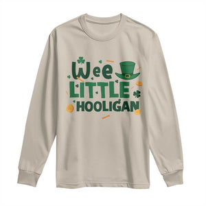 Funny St Patrick's Day Wee Little Hooligan Long Sleeve Shirt Shamrock TS11 Sand Print Your Wear