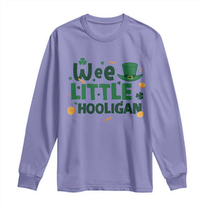 Funny St Patrick's Day Wee Little Hooligan Long Sleeve Shirt Shamrock TS11 Violet Print Your Wear