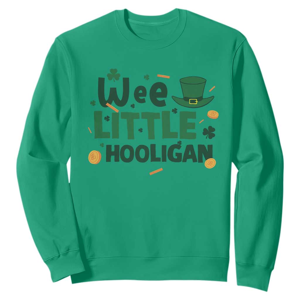 Funny St Patrick's Day Wee Little Hooligan Sweatshirt Shamrock TS11 Irish Green Print Your Wear