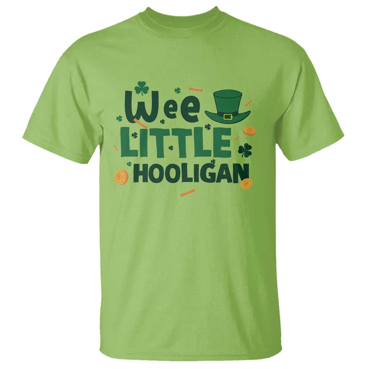 Funny St Patrick's Day Wee Little Hooligan T Shirt Shamrock TS11 Lime Print Your Wear