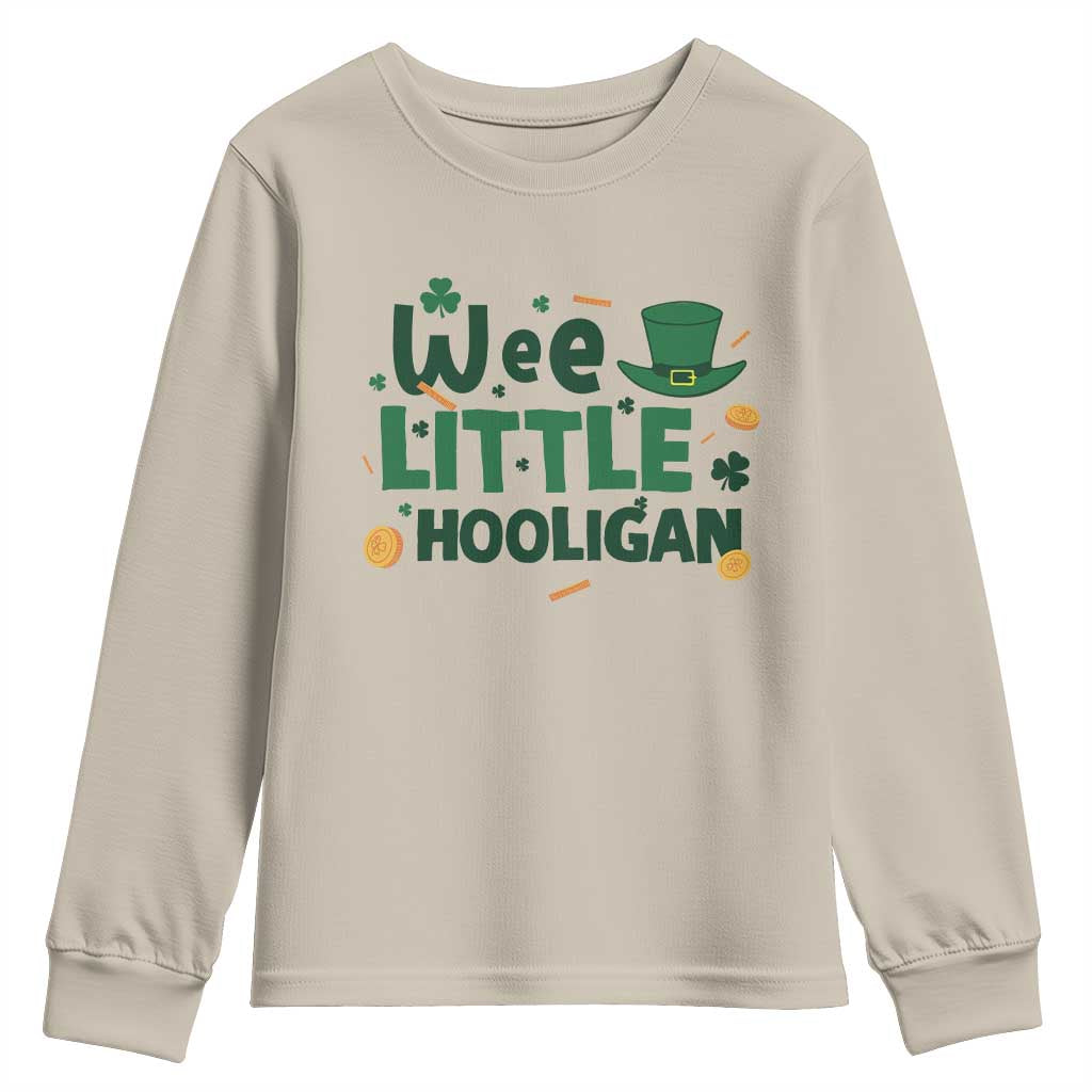Funny St Patrick's Day Wee Little Hooligan Youth Sweatshirt Shamrock TS11 Sand Print Your Wear