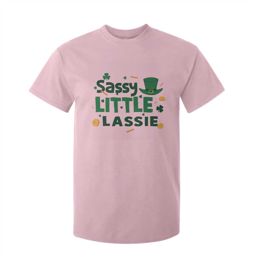Funny St Patrick's Day Sassy Little Lassie T Shirt For Kid Shamrock TS11 Light Pink Print Your Wear
