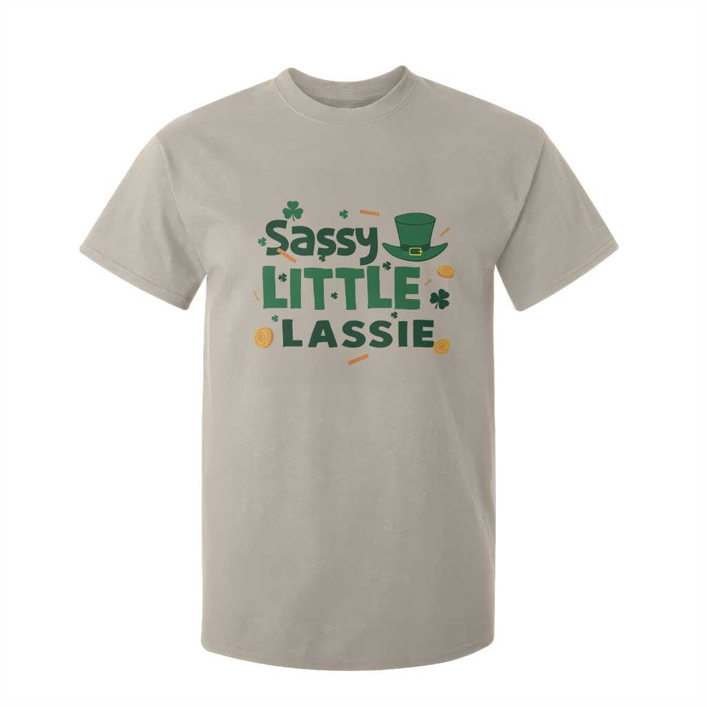 Funny St Patrick's Day Sassy Little Lassie T Shirt For Kid Shamrock TS11 Sand Print Your Wear