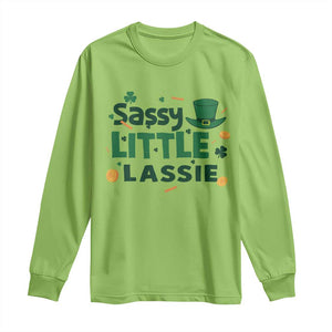 Funny St Patrick's Day Sassy Little Lassie Long Sleeve Shirt Shamrock TS11 Lime Print Your Wear