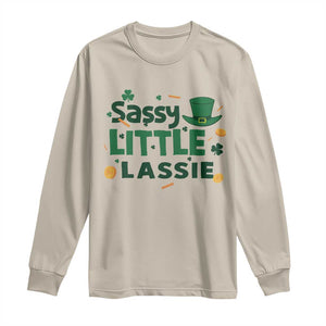 Funny St Patrick's Day Sassy Little Lassie Long Sleeve Shirt Shamrock TS11 Sand Print Your Wear