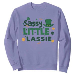 Funny St Patrick's Day Sassy Little Lassie Sweatshirt Shamrock TS11 Violet Print Your Wear