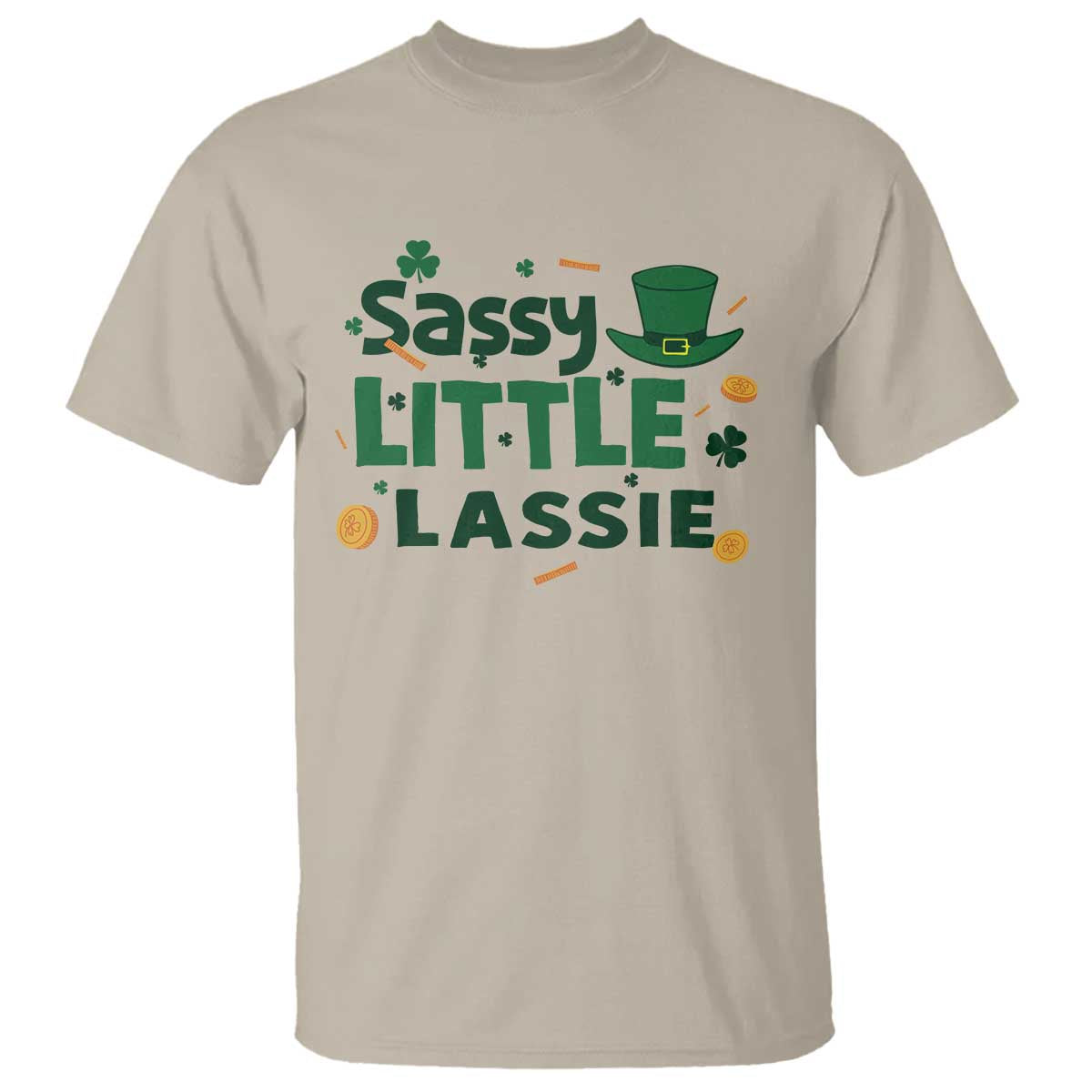 Funny St Patrick's Day Sassy Little Lassie T Shirt Shamrock TS11 Sand Print Your Wear