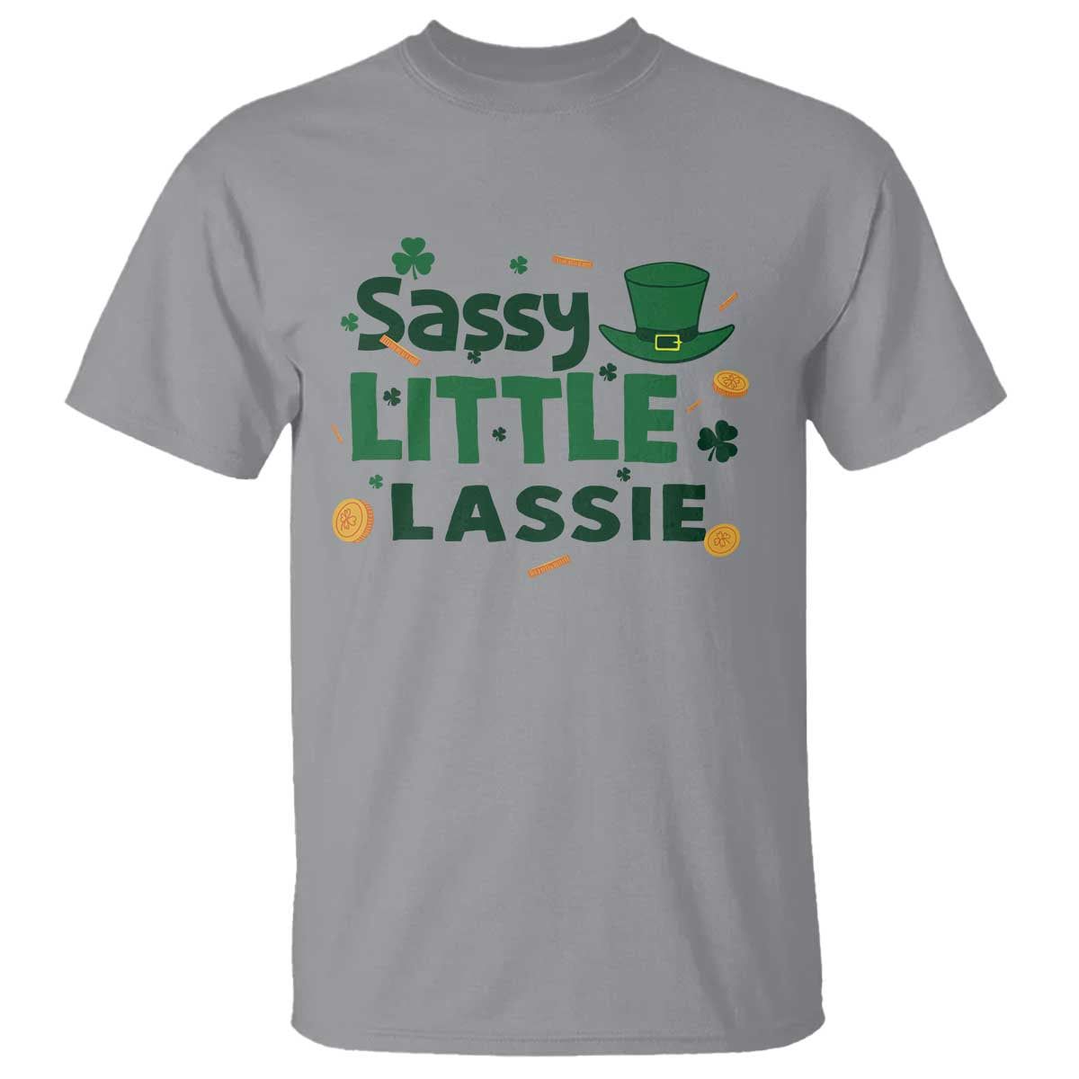 Funny St Patrick's Day Sassy Little Lassie T Shirt Shamrock TS11 Sport Gray Print Your Wear