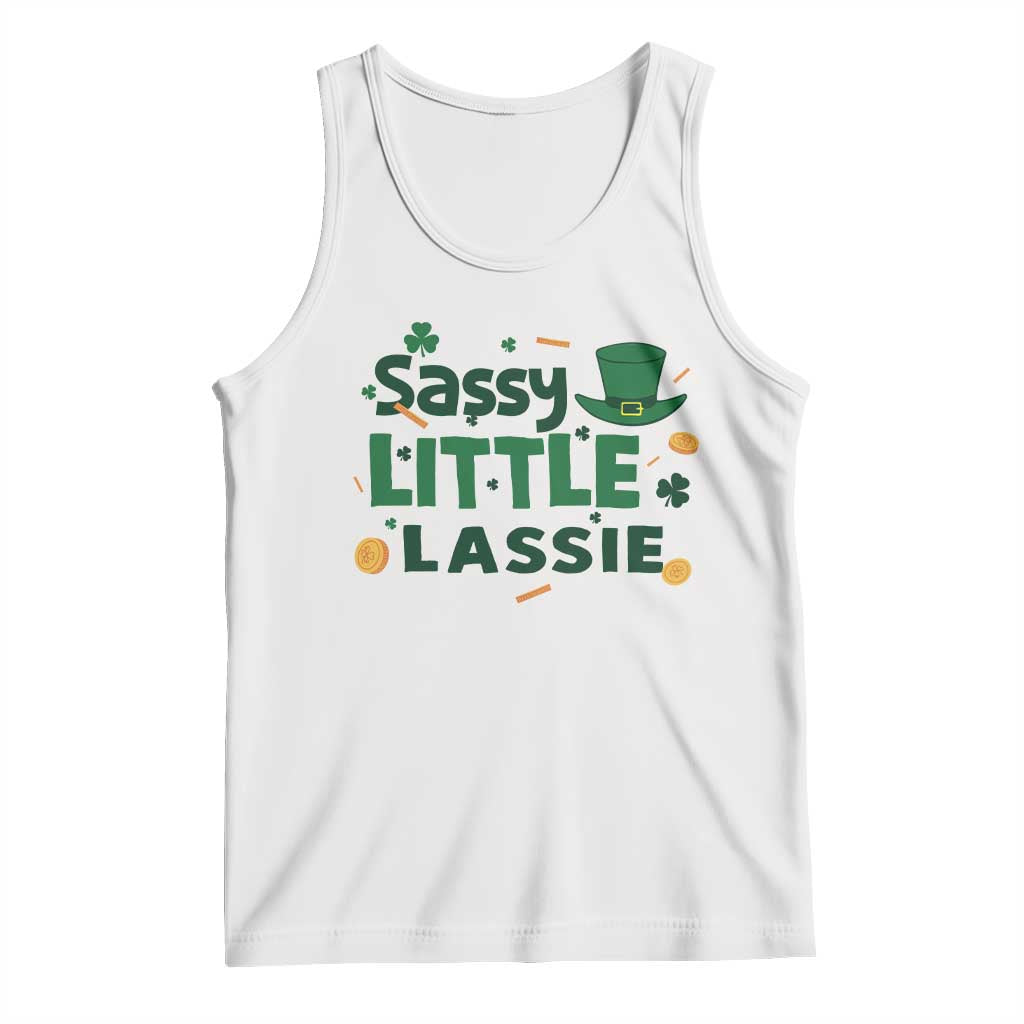 Funny St Patrick's Day Sassy Little Lassie Tank Top Shamrock TS11 White Print Your Wear