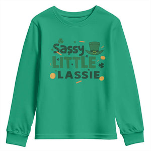 Funny St Patrick's Day Sassy Little Lassie Youth Sweatshirt Shamrock TS11 Irish Green Print Your Wear
