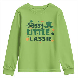 Funny St Patrick's Day Sassy Little Lassie Youth Sweatshirt Shamrock TS11 Lime Print Your Wear