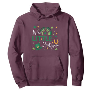 Funny Wee Little Hooligan Hoodie St Patrick's Day Shamrock Rainbow TS11 Maroon Print Your Wear