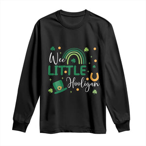 Funny Wee Little Hooligan Long Sleeve Shirt St Patrick's Day Shamrock Rainbow TS11 Black Print Your Wear