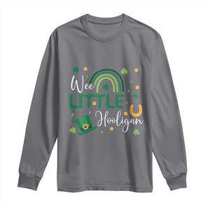 Funny Wee Little Hooligan Long Sleeve Shirt St Patrick's Day Shamrock Rainbow TS11 Charcoal Print Your Wear