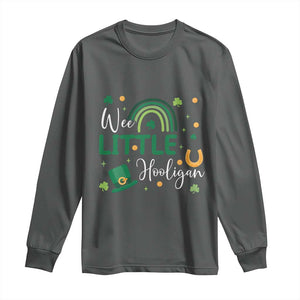 Funny Wee Little Hooligan Long Sleeve Shirt St Patrick's Day Shamrock Rainbow TS11 Dark Heather Print Your Wear