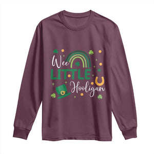 Funny Wee Little Hooligan Long Sleeve Shirt St Patrick's Day Shamrock Rainbow TS11 Maroon Print Your Wear