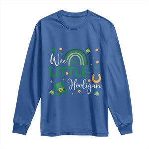 Funny Wee Little Hooligan Long Sleeve Shirt St Patrick's Day Shamrock Rainbow TS11 Royal Blue Print Your Wear