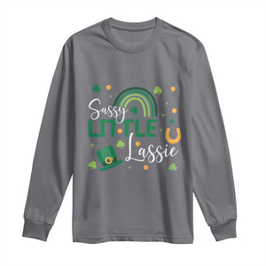 Funny Sassy Little Lassie Long Sleeve Shirt St Patrick's Day Shamrock Rainbow TS11 Charcoal Print Your Wear