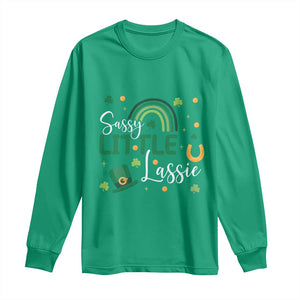 Funny Sassy Little Lassie Long Sleeve Shirt St Patrick's Day Shamrock Rainbow TS11 Irish Green Print Your Wear