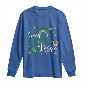 Funny Sassy Little Lassie Long Sleeve Shirt St Patrick's Day Shamrock Rainbow TS11 Royal Blue Print Your Wear