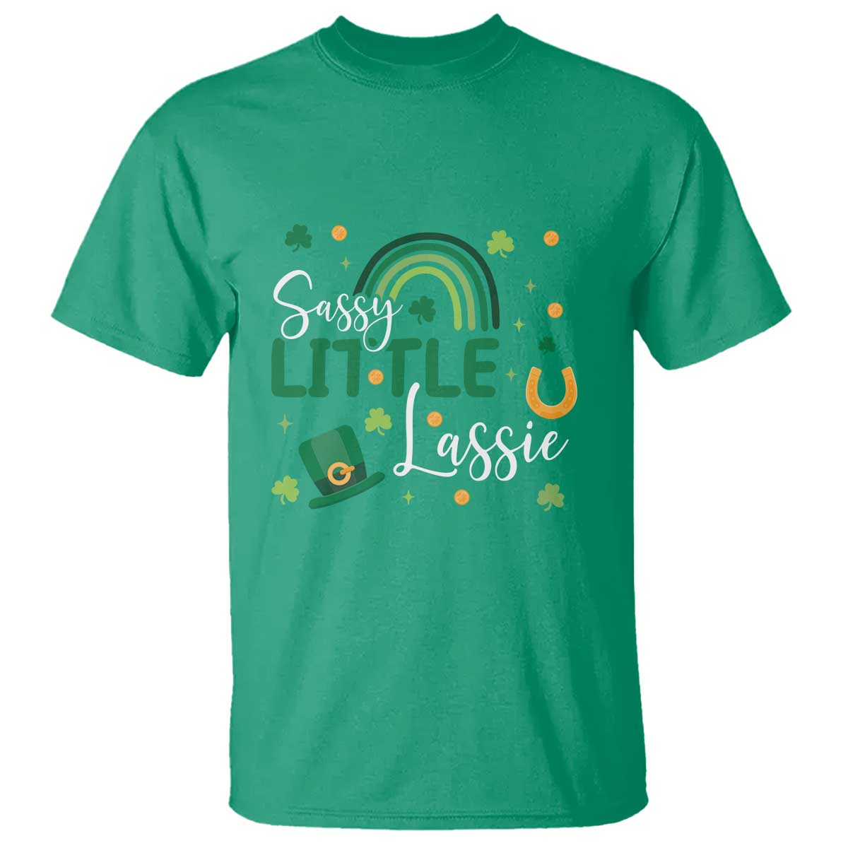 Funny Sassy Little Lassie T Shirt St Patrick's Day Shamrock Rainbow TS11 Irish Green Print Your Wear