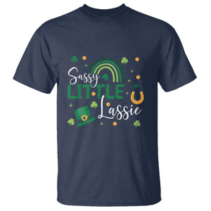 Funny Sassy Little Lassie T Shirt St Patrick's Day Shamrock Rainbow TS11 Navy Print Your Wear
