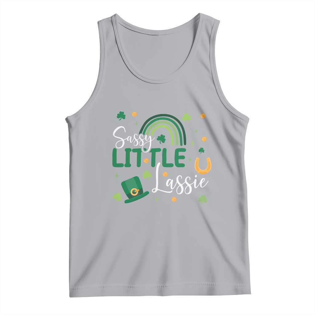 Funny Sassy Little Lassie Tank Top St Patrick's Day Shamrock Rainbow TS11 Athletic Heather Print Your Wear