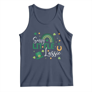Funny Sassy Little Lassie Tank Top St Patrick's Day Shamrock Rainbow TS11 Navy Print Your Wear