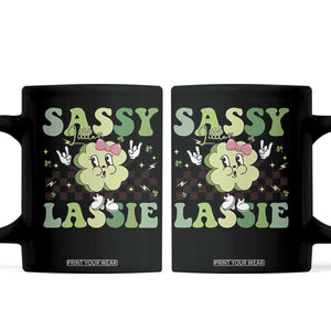 Funny St Patrick's Day Sassy Little Lassie Coffee Mug Retro Groovy Clover TS11 Black Print Your Wear