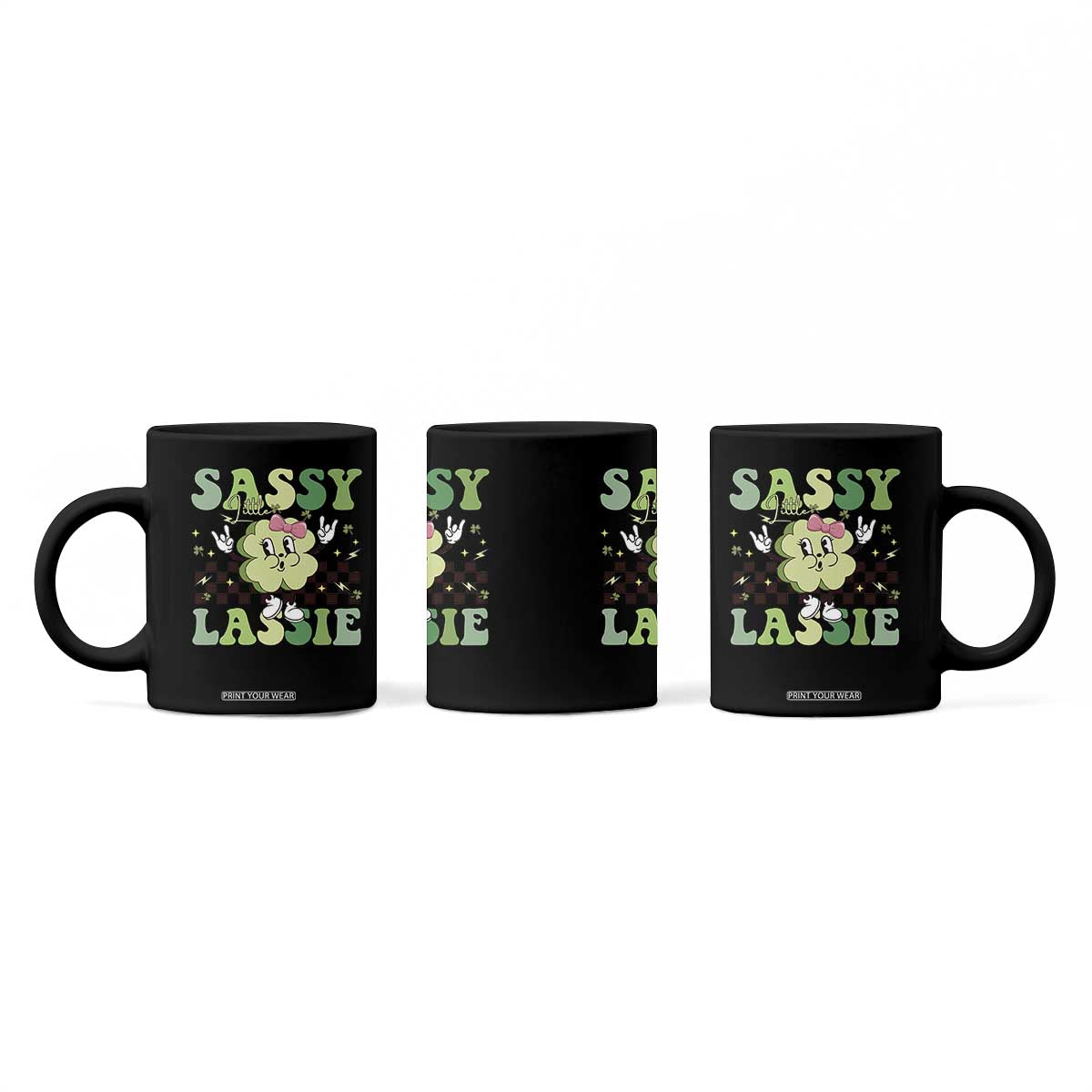 Funny St Patrick's Day Sassy Little Lassie Coffee Mug Retro Groovy Clover TS11 Print Your Wear