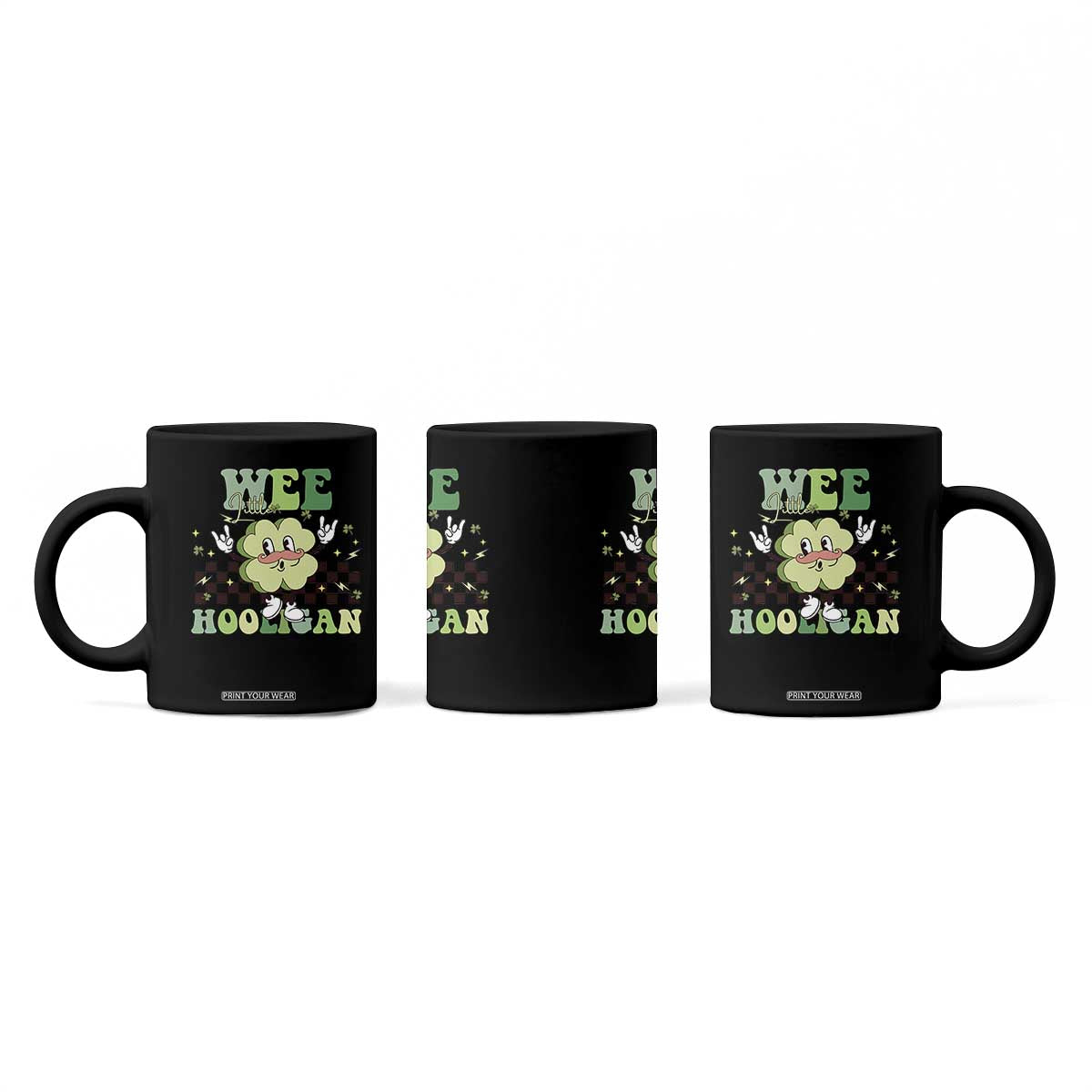 Funny St Patrick's Day Wee Little Hooligan Coffee Mug Retro Groovy Clover TS11 Print Your Wear