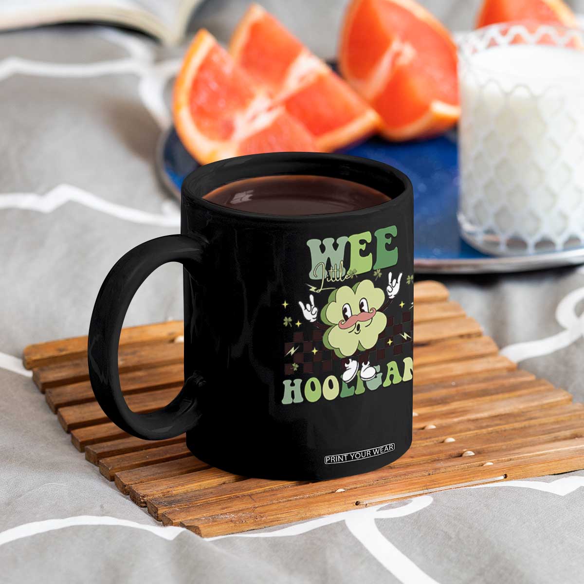 Funny St Patrick's Day Wee Little Hooligan Coffee Mug Retro Groovy Clover TS11 Print Your Wear