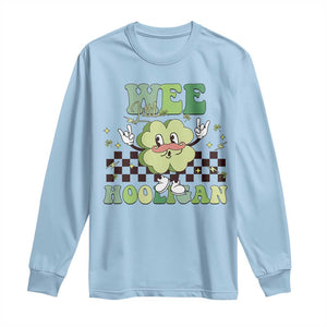 Funny St Patrick's Day Wee Little Hooligan Long Sleeve Shirt Retro Groovy Clover TS11 Light Blue Print Your Wear