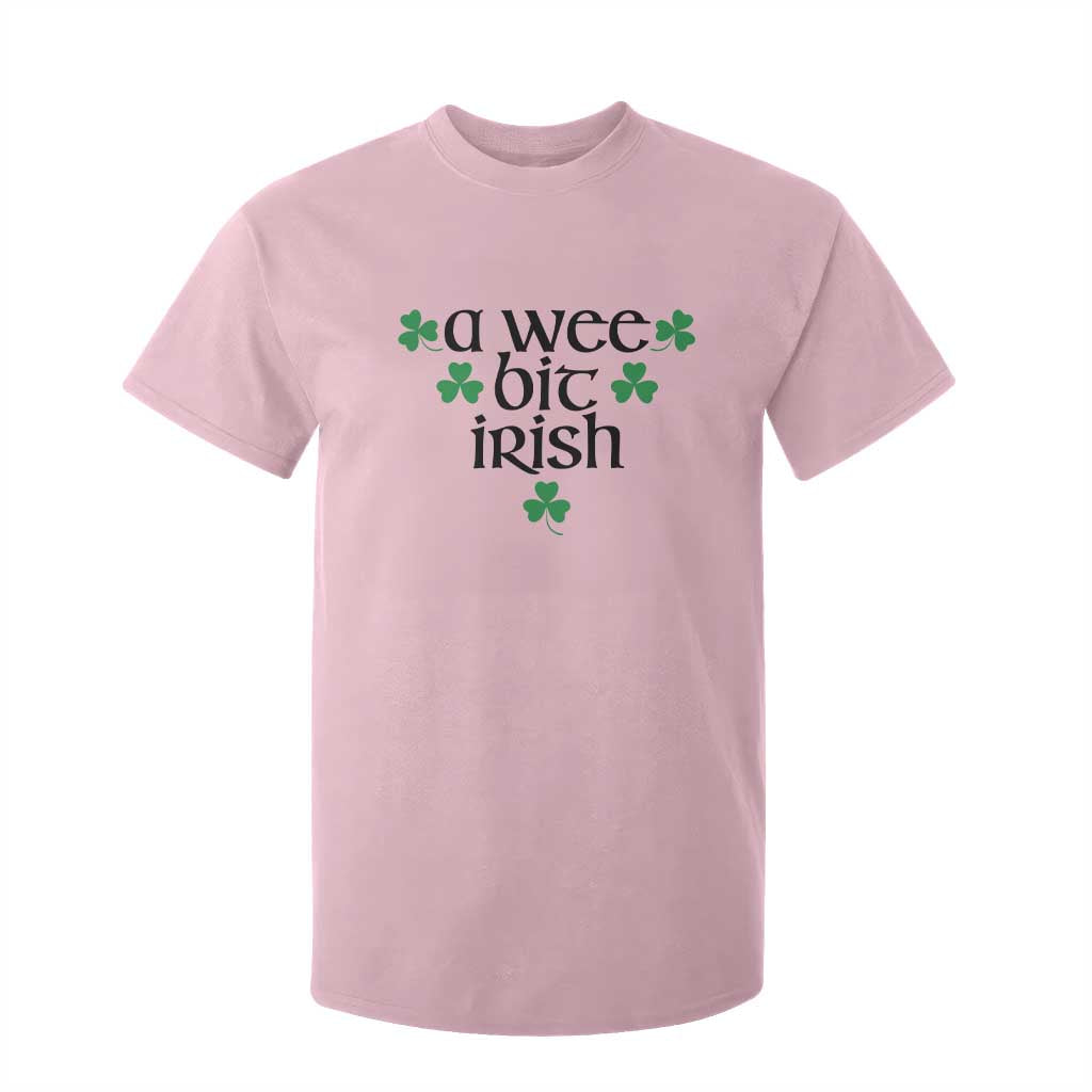 Funny Irish Heritage T Shirt For Kid A Wee Bit Irish St Patrick's Day Shamrock TS11 Light Pink Print Your Wear