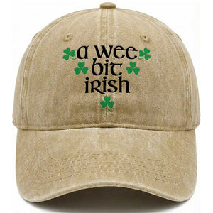 Funny Irish Heritage Washed Cotton Baseball Cap A Wee Bit Irish St Patrick's Day Shamrock TS11 Print Your Wear