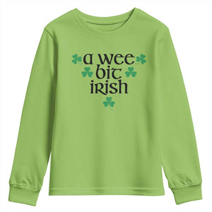 Funny Irish Heritage Youth Sweatshirt A Wee Bit Irish St Patrick's Day Shamrock TS11 Lime Print Your Wear