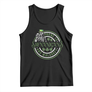 Funny Irish Prone To Shenanigans And Malarkey St Patrick's Day Tank Top Skeleton Beer Drinking TS11 Black Print Your Wear