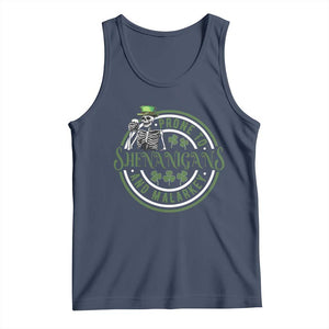 Funny Irish Prone To Shenanigans And Malarkey St Patrick's Day Tank Top Skeleton Beer Drinking TS11 Navy Print Your Wear