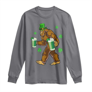 Funny Bigfoot St Patrick's Day Irish Beer Drinking Long Sleeve Shirt TS11 Charcoal Print Your Wear