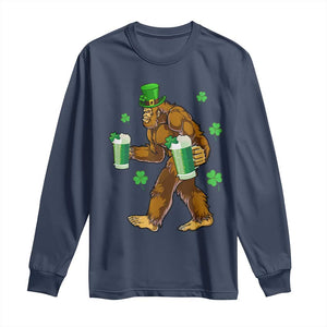 Funny Bigfoot St Patrick's Day Irish Beer Drinking Long Sleeve Shirt TS11 Navy Print Your Wear