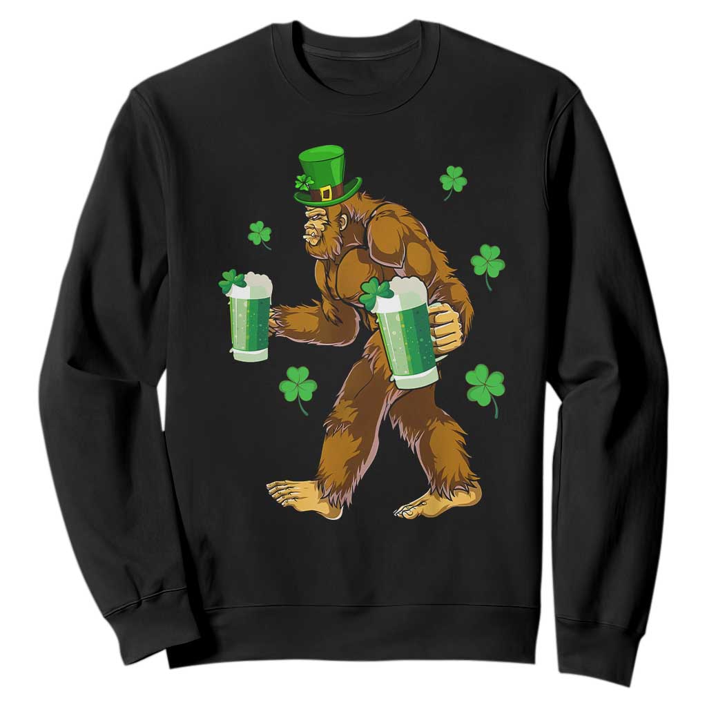 Funny Bigfoot St Patrick's Day Irish Beer Drinking Sweatshirt TS11 Black Print Your Wear