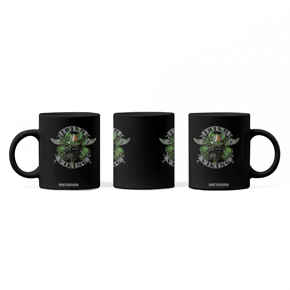 Funny Irish Viking Coffee Mug Vintage Shamrock Celtic Viking Skull TS11 Print Your Wear