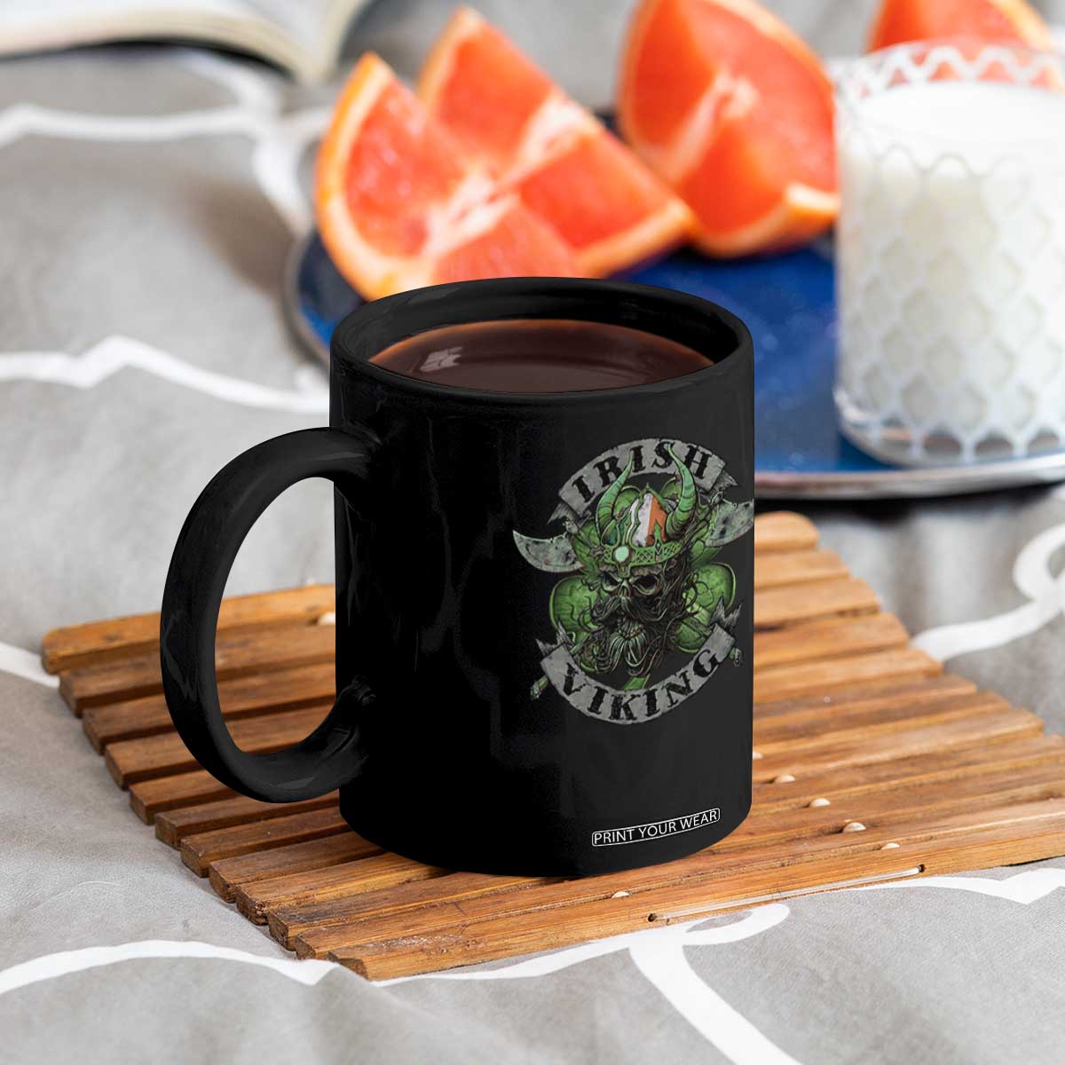 Funny Irish Viking Coffee Mug Vintage Shamrock Celtic Viking Skull TS11 Print Your Wear